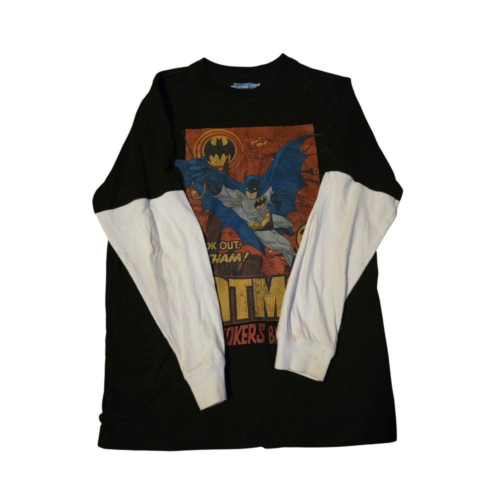 Old Navy Batman Graphic Long Sleeve Shirt Kids Large Black White DC Comics